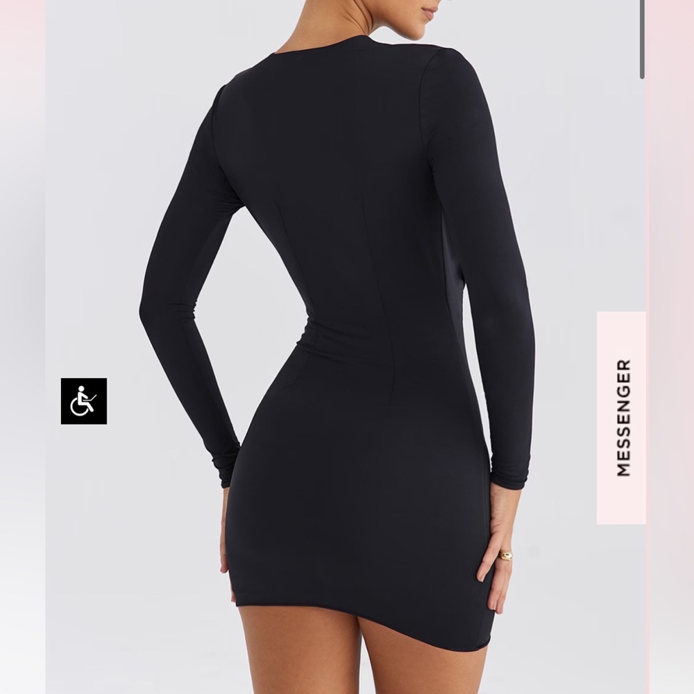 MISTRESS ROCKS BLACK DRAPED MINI DRESS - Picture 4 of 5